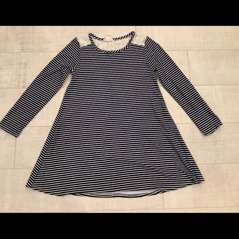 Striped Dress with Flower Embellishments